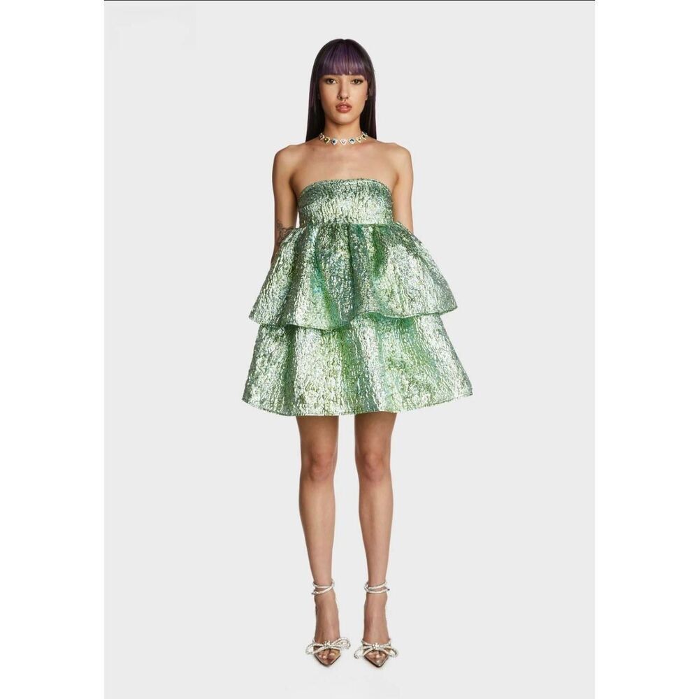 Green Strapless Mini Dress